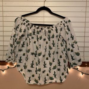 cute cactus off the shoulder shirt !!!